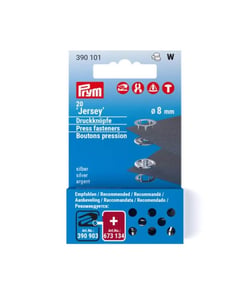 Lot de 20 Recharge boutons pression Jersey anneau 8 mm argent - Prym Argent
