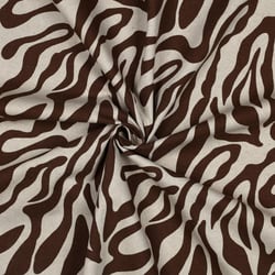 Tissu Toile Polycoton canvas aspect lin Lila motif zebré Marron sur fond Naturel