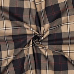 Tissu Tartan Ecossais Classic Bleu marine sur fond Beige