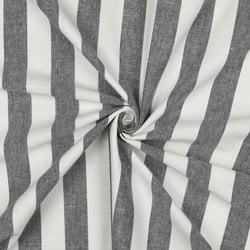 Tissu Coton Fil teint Suzy rayures Noir sur fond Blanc