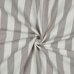 Tissu Coton Fil teint Suzy rayures Beige sur fond Blanc