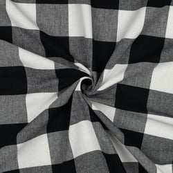 Tissu Coton Fil teint Suzy carreaux Noir sur fond Blanc