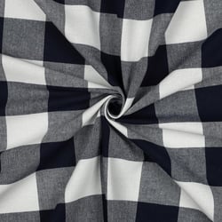 Tissu Coton Fil teint Suzy carreaux Bleu Marine sur fond Blanc