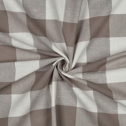Tissu Coton Fil teint Suzy carreaux Beige sur fond Blanc