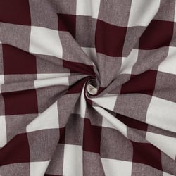 Tissu Coton Fil teint Suzy carreaux et rayures Aubergine sur fond Blanc