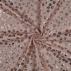 Tissu Double gaze de Coton Poppy Fleur foil sur fond Vieux rose