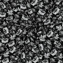 Tissu Viscose EcoVero Fleurs sur fond Noir