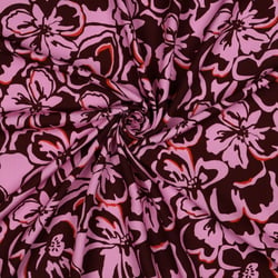 Tissu Viscose EcoVero Fleurs sur fond Bordeaux