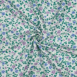 Tissu Viscose imprimé digital Ana petites fleurs sur fond Blanc