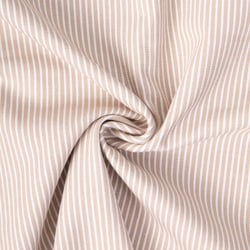 Tissu Jean Denim Coton rayé Blanc sur fond Beige