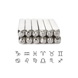 Lot de 12 tampons Impress Art - Poinçons en métal pour estampage de bijoux - Horoscope