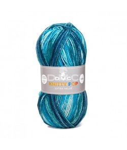 Pelote de fil à tricoter 100% acrylique - DMC - Knitty Pop - Bleu 479