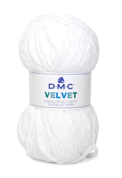 Pelote de fil à tricoter 100% polyester - DMC - Velvet - Blanc 002
