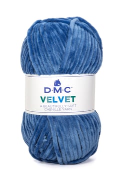 Pelote de fil à tricoter 100 % polyester - DMC - Velvet - Bleu 008