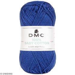 Pelote de fil à tricoter 100% coton - DMC - Baby cotton - Bleu foncé 798
