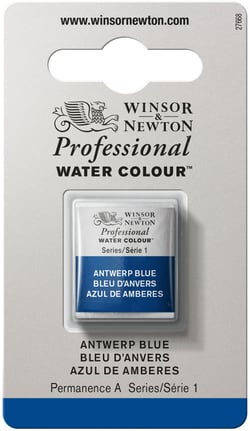 1/2 godet - Peinture aquarelle Winsor & Newton - Bleu d'Anvers n°010 - Extra fine - Transparent