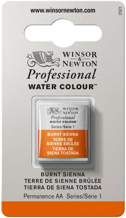 1/2 godet - Peinture aquarelle Winsor & Newton - Sienne brulée n°074 - Extra fine - Transparent