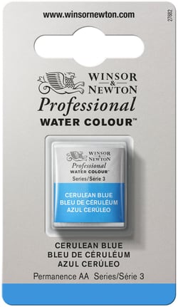 1/2 godet - Peinture aquarelle Winsor & Newton - Bleu de Céruléum n°137 - Extra fine - Semi-opaque