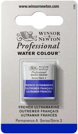 1/2 godet - Peinture aquarelle Winsor & Newton - Outremer français n°263 - Extra fine - Transparent