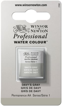 1/2 godet - Peinture aquarelle Winsor & Newton - Gris Davy n°217 - Extra fine - Semi-opaque