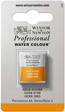 1/2 godet - Peinture aquarelle Winsor & Newton - Ocre doré n°285 - Extra fine - Semi-transparent