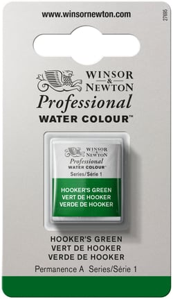 1/2 godet - Peinture aquarelle Winsor & Newton - Vert de Hooker n°311 - Extra fine - Transparent