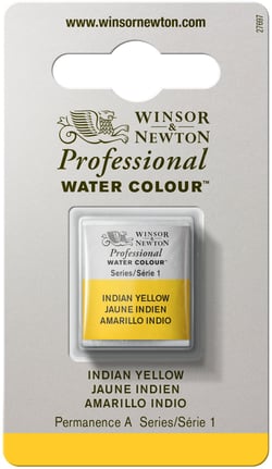 1/2 godet - Peinture aquarelle Winsor & Newton - Jaune indien n°319 - Extra fine - Transparent
