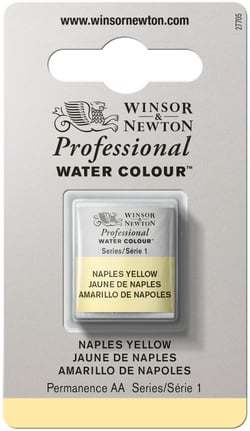 1/2 godet - Peinture aquarelle Winsor & Newton - Jaune de Naples n°422 - Extra fine - Opaque