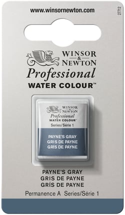 1/2 godet - Peinture aquarelle Winsor & Newton - Gris de Payne n°465 - Extra fine - Semi-opaque