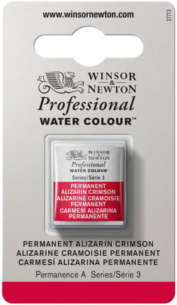 1/2 godet - Peinture aquarelle Winsor & Newton - Alizarine cramoisie permanent n°466 - Extra fine - Transparent