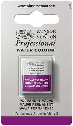 1/2 godet - Peinture aquarelle Winsor & Newton - Mauve permanent n°491 - Extra fine - Semi-transparent