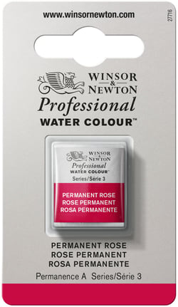 1/2 godet - Peinture aquarelle Winsor & Newton - Rose permanent n°502 - Extra fine - Transparent