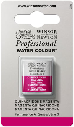 1/2 godet - Peinture aquarelle Winsor & Newton - Magenta Quinacridone n°545 - Extra fine - Transparent