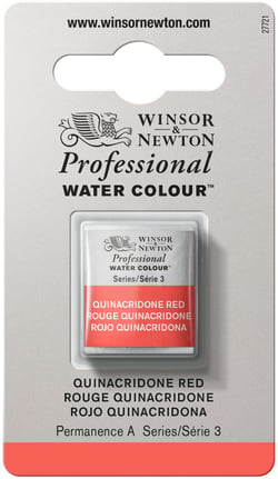 1/2 godet - Peinture aquarelle Winsor & Newton - Rouge Quinacridone n°548 - Extra fine - Transparent