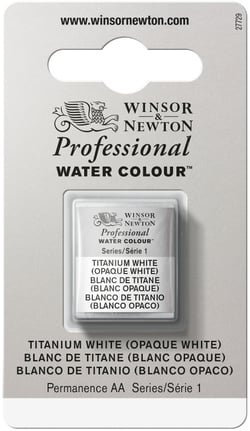 1/2 godet - Peinture aquarelle Winsor & Newton - Blanc de titane (blanc opaque) n°644 - Extra fine - Opaque