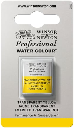 1/2 godet - Peinture aquarelle Winsor & Newton - Jaune Transparent n°653 - Extra fine - Transparent