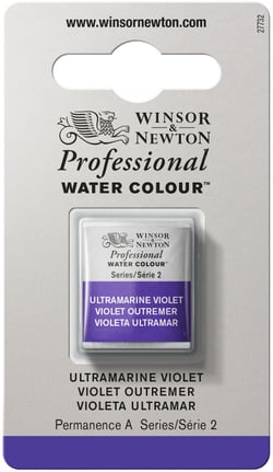 1/2 godet - Peinture aquarelle Winsor & Newton - Violet ultramarin n°672 - Extra fine - Semi-transparent
