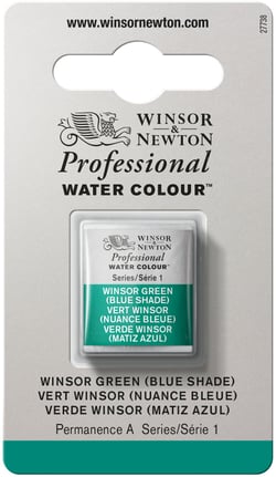 1/2 godet - Peinture aquarelle Winsor & Newton - Vert Winsor (ombre bleue) n°719 - Extra fine - Transparent