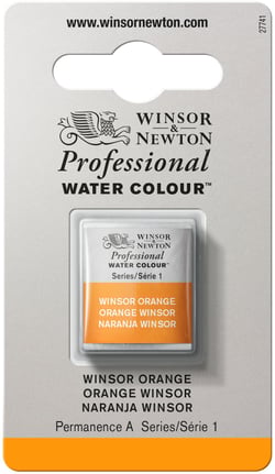 1/2 godet - Peinture aquarelle Winsor & Newton - Orange Winsor n°724 - Extra fine - Semi-opaque
