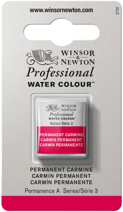 1/2 godet - Peinture aquarelle Winsor & Newton - Carmin permanent n°479 - Extra fine - Transparent
