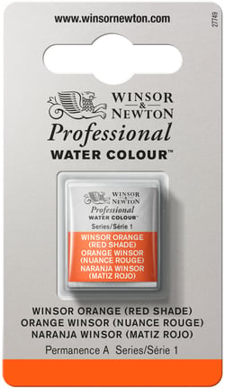 1/2 godet - Peinture aquarelle Winsor & Newton - Orange Winsor (nuance rouge) n°723 - Extra fine - Semi-opaque
