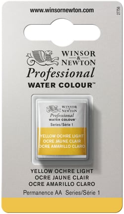 1/2 godet - Peinture aquarelle Winsor & Newton - Ocre jaune clair n°745 - Extra fine - Semi-opaque