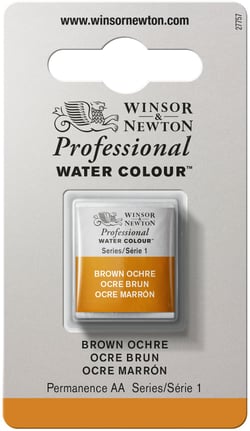 1/2 godet - Peinture aquarelle Winsor & Newton - Ocre brun n°059 - Extra fine - Semi-transparent