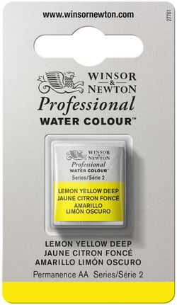 1/2 godet - Peinture aquarelle Winsor & Newton - Jaune citron foncé n°348 - Extra fine - Semi-opaque