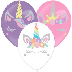 3 ballons en latex licorne + stickers