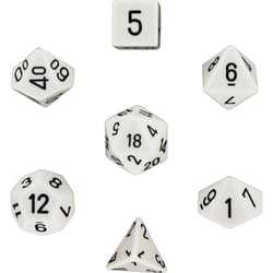 7 dés pour JDR Chessex - Opaque - Blanc et noir