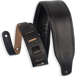 Levy's M26PD - Sangle de guitare rembourrée en cuir - 7,62cm - Noir