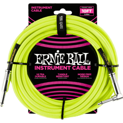 Ernie Ball EEB 6080 - Câble instrument gaine tissée - 3 mètres, jaune fluo
