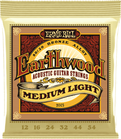 Ernie Ball 2003 Earthwood Medium Light - Cordes 80/20 bronze pour guitare acoustique - .012 - .054