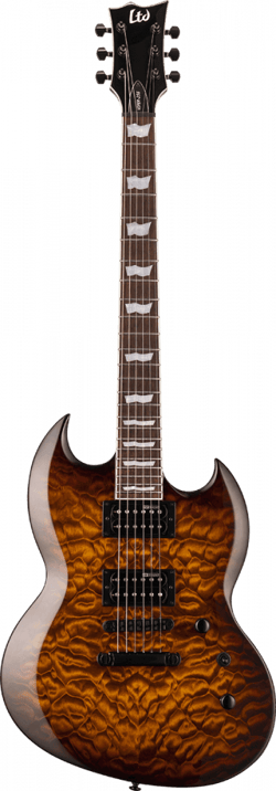 Ltd Viper-256 QM - Guitare électrique - Type SG - Dark Brown Sunburst 